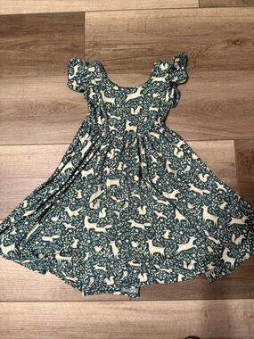 Dot Dot Smile Teal and Cream Woodland Print Dress
